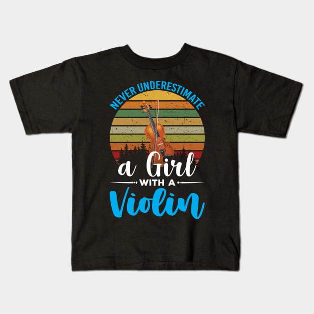 Never Underestimate a Girl with a Violin Kids T-Shirt by CRE4TIX